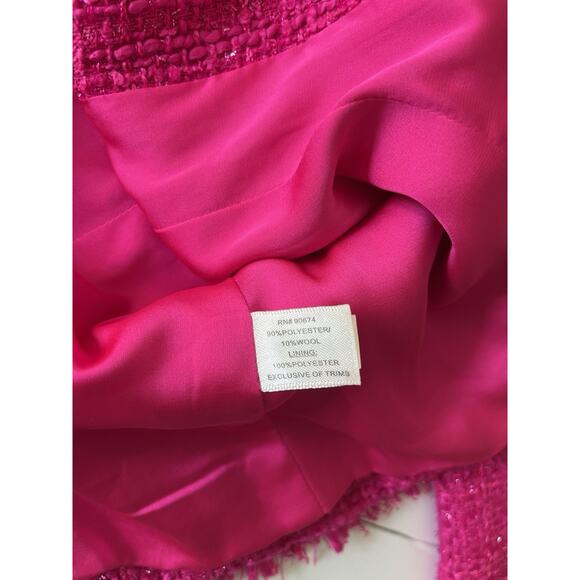 Boston Proper Blazer Women 10 Pink Tweed Barbie Preppy Old Money Cropped - Picture 8 of 9